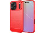 Custodia Per Iphone 17 Pro In Silicone Tpu Morbido, Fibra Di Carbonio, Custodia Protettiva Antiurto Rossa