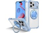 Custodia Per Iphone 17 Pro Max Supporto Ad Anello Magnetico, Supporto, Compatibile Con Magsafe, Protezione Militare, Custodia Trasparente Blu