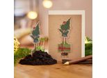Biglietto Di Natale Ragazza Con Abete - Biglietto Pieghevole Con Busta E Tappo Per Semi Di Fiori Selvatici - Biglietto Di Auguri Natalizio Sostenibile Da Piantare In Carta Kraft