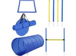 Fortuna Lai Agility Set Per Cani Set Di Attrezzature Per Agility In 5 Pezzi Per L'addestramento Dei Cani Set Di Ostacoli Con Tunnel Per Cani 4 Pali Da Slalom Regolabili In Altezza Ostacoli Box Di Pausa Borsa Per Il Trasporto Set Di Agility Per Giochi E Allenamento