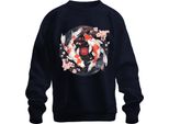 Koi Carp Sakura Japanese Fish Zen Cherry Blossoms Yinyang 鯉 Unisex Felpa Pullover, Navy, S