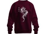 Drago Giapponese Irezumi Drago Orientale Asia Koi Flame Felpa Unisex Pullover, Borgogna, S