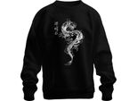 Drago Giapponese Irezumi Drago Orientale Asia Koi Flame Felpa Unisex Pullover, Nero, S