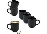 Tazza Da Caffè In Gres 300 Ml Nero Opaco - Set Da 6 - Tazza Da Caffè Con Manico 10 X 8,3 Cm - Ceramica Fine