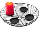 Ghirlanda Dell'avvento In Metallo Nero Per 4 Candele - 35 Cm - Portacandele Dell'avvento Con Vaschetta Decorativa Integrata