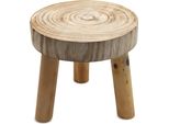 Sgabello Rotondo In Legno Naturale Per Fiori - 22 X 20 Cm - Sgabello Decorativo In Legno Naturale Con 3 Gambe