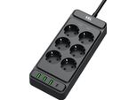 Presa Multipla Con 6X Schuko 230V 3X USB-A 1X USB-C 2M Nero