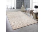 Tappeto Moderno Beige Motivo A Righe Morbido E Robusto Per Soggiorni Dimensioni - 140 X 200 Cm