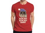 Schlafi Schlafi Criceto Nightcap Teddy Cute Sleepyhead Meme T-Shirt Da Uomo, Rosso, Xxl
