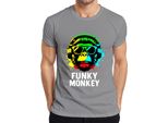 Maglietta Da Uomo Funky Monkey Headphones Sunglasses Music Dj Retro Colourful Streetwear, Grigio, S