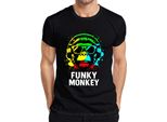 Maglietta Funky Monkey Headphones Sunglasses Music Dj Retro Colourful Streetwear Uomo, Nero, Xl