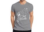 Maglietta Just Breathe Dandelion Butterfly Mindfulness Yoga Meditation Uomo, Grigio, Xxl