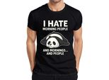 Odio Le Persone Mattutine E Il Panda Mattutino Stanco Regalo Caffè T-Shirt Da Uomo, Nero, L