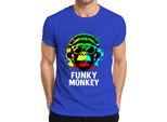 Maglietta Da Uomo Funky Monkey Headphones Sunglasses Music Dj Retro Colourful Streetwear, Blu, S