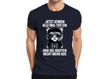 Ora Fate Tutti Un Respiro Profondo, Dicendo Che Il Gatto è Ironico T-Shirt Da Uomo, Navy, Xxl