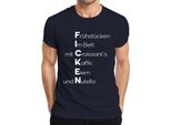 Colazione A Letto Con Croissant Al Caffè E Crema Di Cioccolato - Maglietta Da Uomo Con Scritte Divertenti, Navy, L
