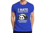 Odio Le Persone Mattutine E Il Panda Mattutino Stanco Regalo Caffè T-Shirt Da Uomo, Blu, 3XL