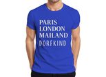 Parigi Londra Milano Villaggio Viaggio In Città Moda Umorismo Viaggio In Città Maglietta Da Uomo, Blu, 3XL
