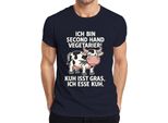 Mucca Vegetariana Di Seconda Mano Mangia L'erba Io Mangio La Fattoria Della Mucca Maglietta Divertente Da Uomo, Navy, Xxl