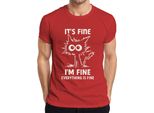 Va Bene, Sto Bene, Tutto Va Bene, Lustige Katze Sarkastisch Herren T-Shirt, Rot, M