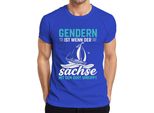Gendern Ist Wenn Der Sachse Umkippt Segelboot Sachsen Spruch Herren T-Shirt, Blu, Xxl