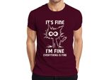 Va Bene, Sto Bene, Tutto Va Bene, Lustige Katze Sarkastisch Herren T-Shirt, Borgogna, Xxl