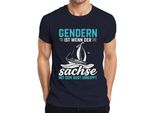 Gendern Ist Wenn Der Sachse Umkippt Segelboot Sachsen Spruch Herren T-Shirt, Navy, M