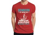 Gendern Ist Wenn Der Sachse Umkippt Segelboot Sachsen Spruch Maglietta Da Uomo, Rosso, Xxl