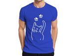 Maglietta Da Uomo Minimalista Con Stampa Di Zampe Di Gatto, Blu, L
