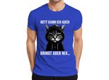 Simpatico Posso Anche Portare Ma Niente Gatto Impertinente Cappuccio Divertente Maglietta Da Uomo, Blu, L