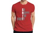 So Happy I'm 80 Funny Birthday Gift Eighty Grandma Grandpa Senior T-Shirt Uomo, Rosso, M