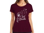 Maglietta Da Donna Just Breathe Dandelion Butterfly Mindfulness Yoga Meditation, Bordeaux, Xxl