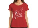 Just Breathe Dandelion Butterfly Mindfulness Yoga Meditation Maglietta Da Donna, Rosso, M