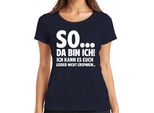 Quindi Eccomi Qui, Non Posso Risparmiarti Il Sarcasmo, Divertente Maglietta Da Donna, Navy, L
