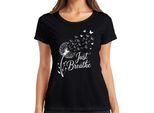 Just Breathe Dandelion Butterfly Mindfulness Yoga Meditation Maglietta Da Donna, Nero, S