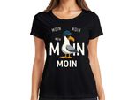 Moin MöWe - Maglietta Da Donna Cool E Casual Della Costa Del Mare Del Nord - Nero, S