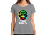 Funky Monkey Headphones Sunglasses Music Dj Retro Colourful Streetwear Ladies T-Shirt, Grigio, L