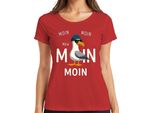 Moin MöWe - Maglietta Da Donna Cool E Casual Della Costa Del Mare Del Nord - Rosso, S