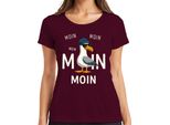 Moin MöWe - Maglietta Da Donna Cool E Casual Della Costa Del Mare Del Nord - Borgogna, L