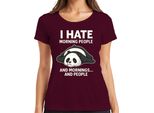Odio Le Persone Mattutine E Il Panda Mattutino Stanco Regalo Caffè Signore T-Shirt, Borgogna, Xl