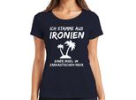 I'm From Ironies Of An Island Sarcastic Humour Palms Ladies T-Shirt, Navy, S