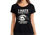 Odio Le Persone Mattutine E Il Panda Mattutino Stanco Regalo Caffè Signore T-Shirt, Nero, L