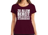 Pronto A Tutto Ma Non A Niente Divertente Ironico Amico Dell'ufficio T-Shirt Da Donna, Borgogna, Xl