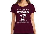 I'm From Ironies Of An Island Sarcastic Humour Palms Ladies T-Shirt, Borgogna, 3XL