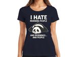 Odio Le Persone Mattutine E Il Panda Mattutino Stanco Regalo Caffè Signore T-Shirt, Navy, Xl