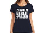 Pronto A Tutto Ma Non A Niente Divertente Ironico Amico Dell'ufficio T-Shirt Da Donna, Navy, Xl