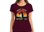 Maglietta Donna Noot Noot Motherf***Ers Retro Penguin Sunset Vintage, Borgogna, S