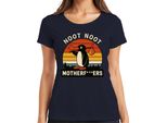 Maglietta Donna Noot Noot Motherf***Ers Retro Penguin Sunset Vintage, Navy, S