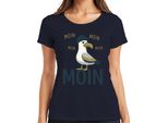 Maglietta Da Donna Moin MöWe North Germany Coast Mare Del Nord Marittimo Divertente Gabbiano, Navy, 3XL