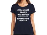 Con I Professionisti Una Volta Senza Gli Idioti Oggi Sarcasticamente Divertente Maglietta Da Donna Dell'ufficio, Navy, 3XL